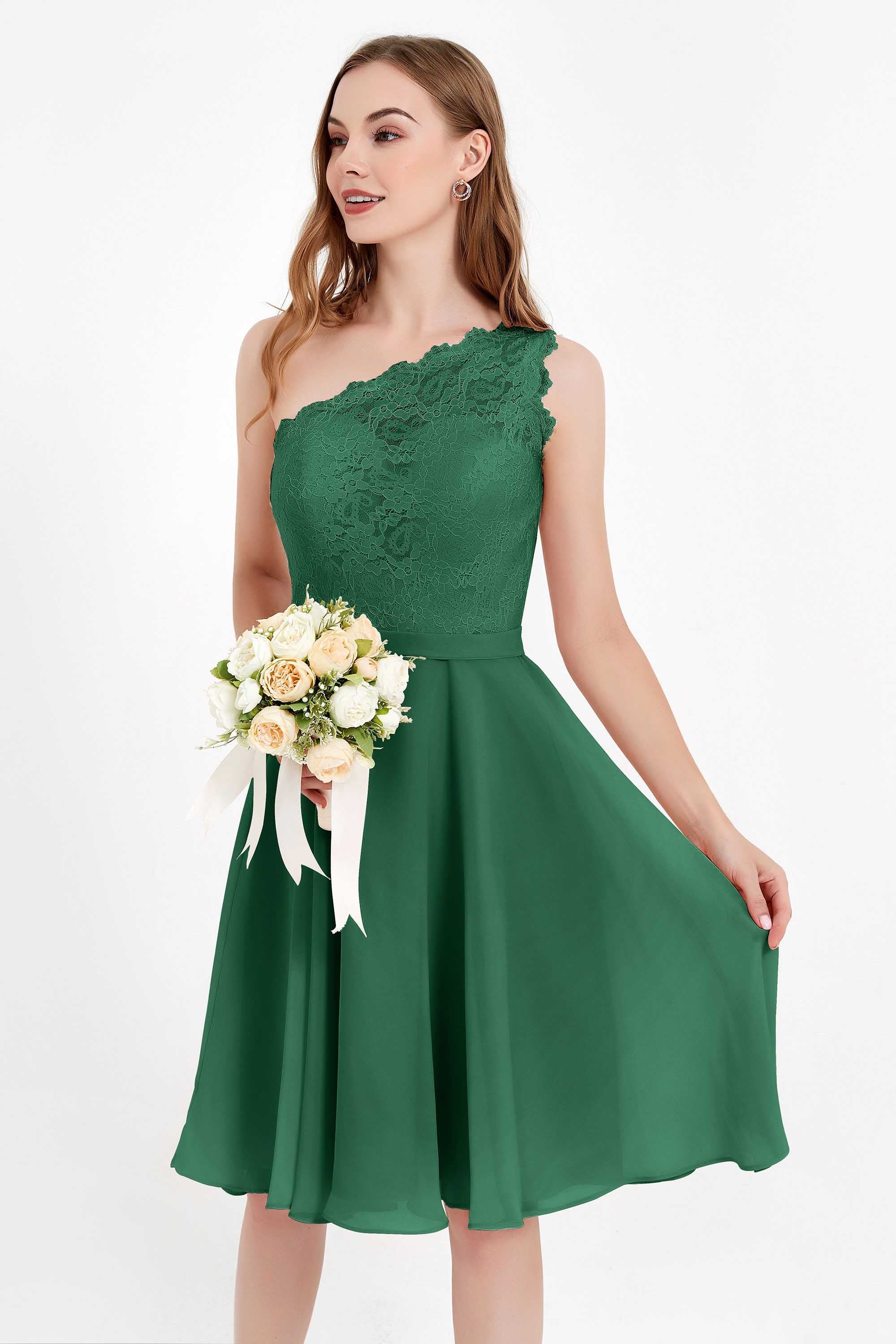 One Shoulder Chiffon A Line Junior Bridesmaid Dress Knee Length Party Homecoming Dresses
