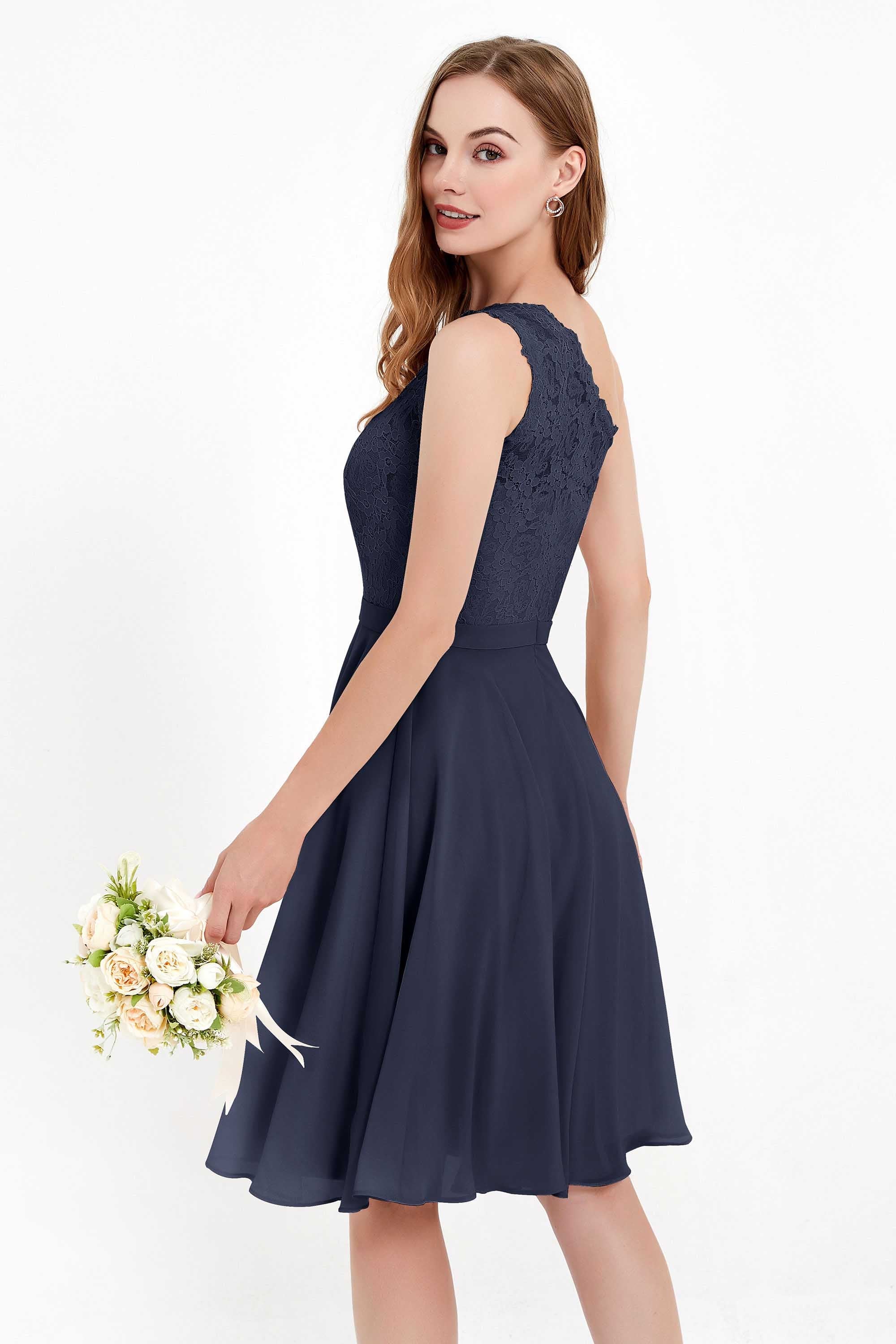 One Shoulder Chiffon A Line Junior Bridesmaid Dress Knee Length Party Homecoming Dresses