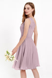 One Shoulder Chiffon A Line Junior Bridesmaid Dress Knee Length Party Homecoming Dresses