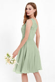 One Shoulder Chiffon A Line Junior Bridesmaid Dress Knee Length Party Homecoming Dresses