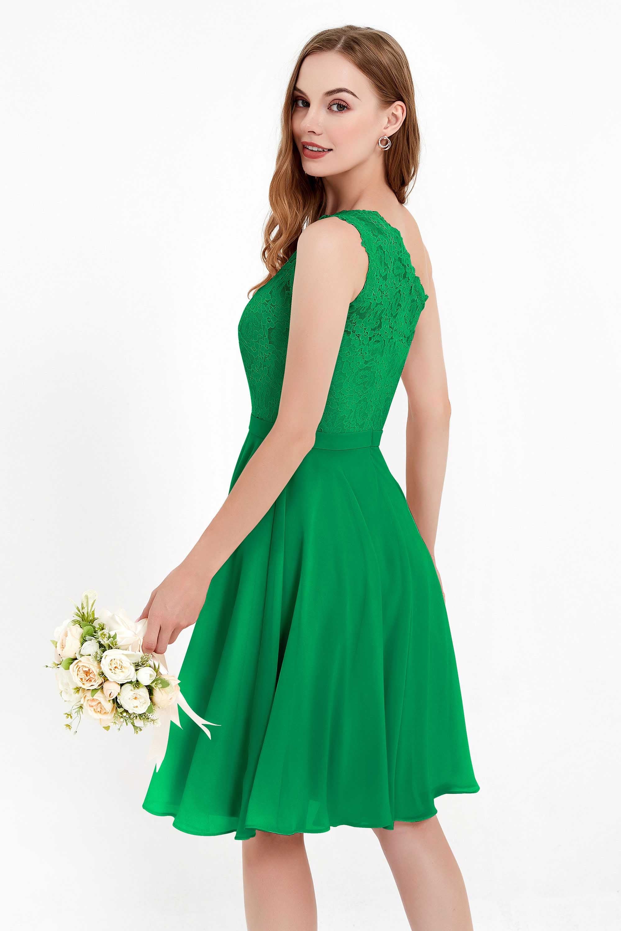 One Shoulder Chiffon A Line Junior Bridesmaid Dress Knee Length Party Homecoming Dresses