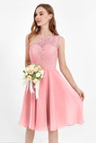 One Shoulder Chiffon A Line Junior Bridesmaid Dress Knee Length Party Homecoming Dresses