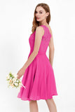 One Shoulder Chiffon A Line Junior Bridesmaid Dress Knee Length Party Homecoming Dresses