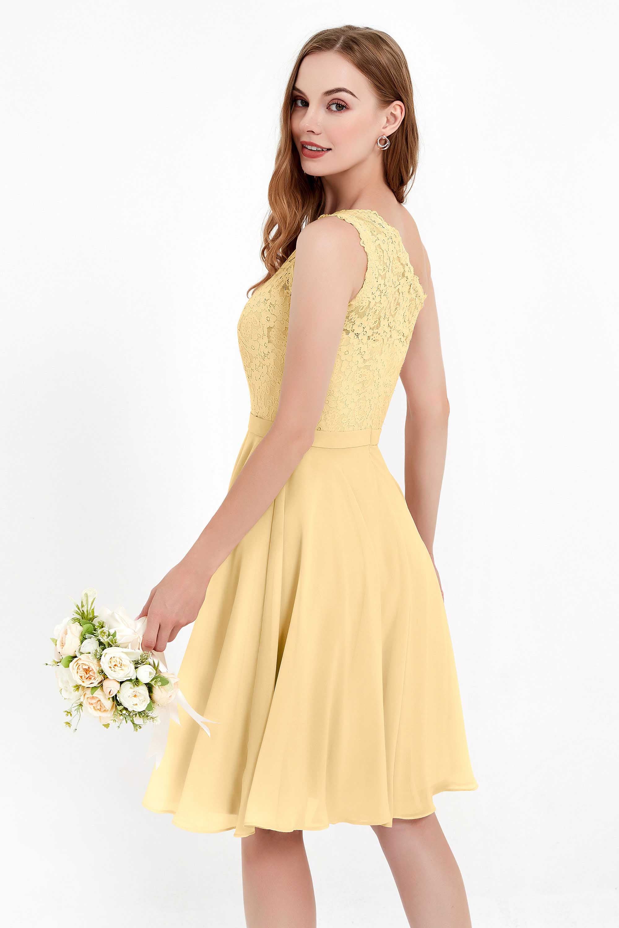 One Shoulder Chiffon A Line Junior Bridesmaid Dress Knee Length Party Homecoming Dresses