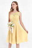 One Shoulder Chiffon A Line Junior Bridesmaid Dress Knee Length Party Homecoming Dresses