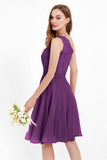One Shoulder Chiffon A Line Junior Bridesmaid Dress Knee Length Party Homecoming Dresses
