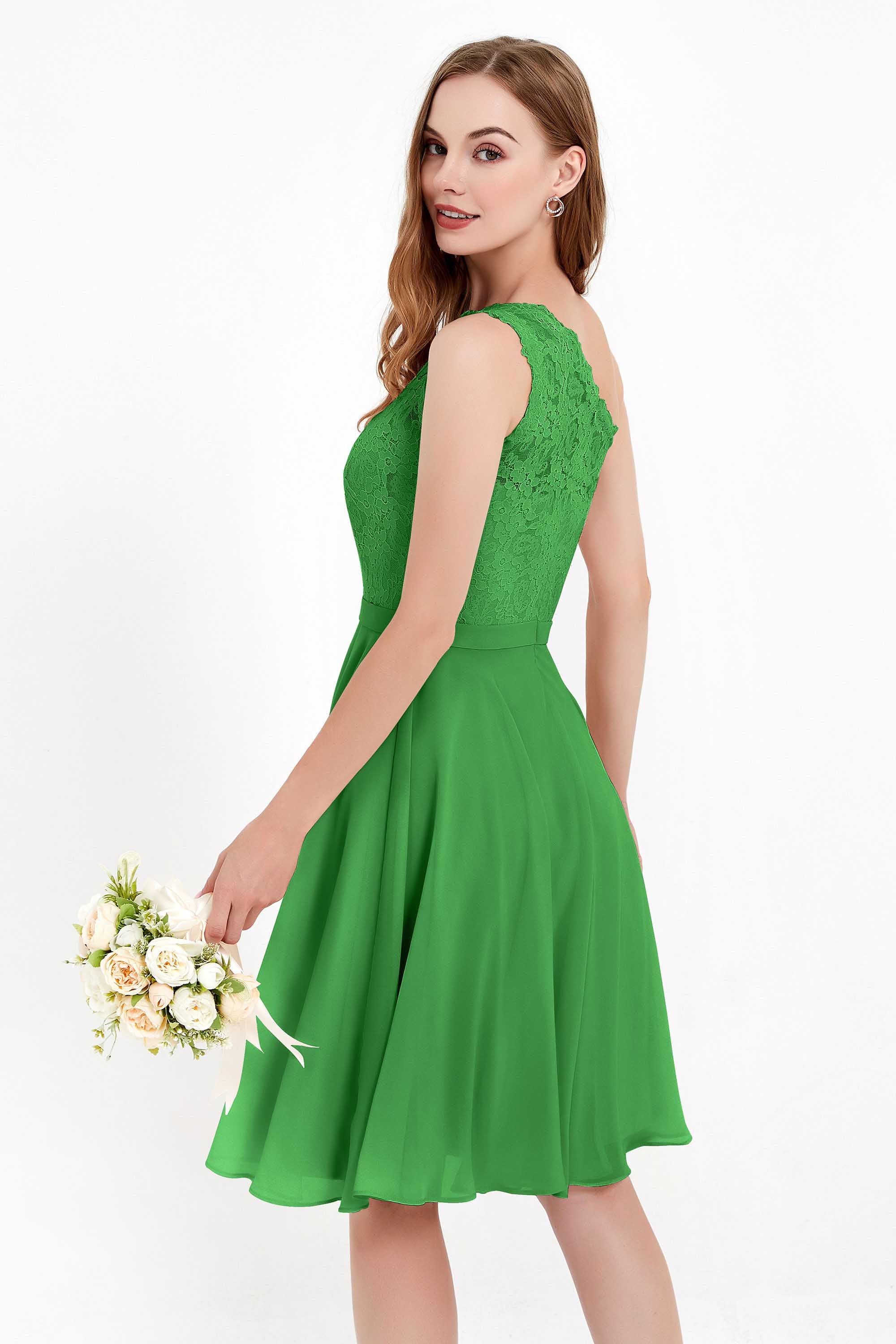 One Shoulder Chiffon A Line Junior Bridesmaid Dress Knee Length Party Homecoming Dresses