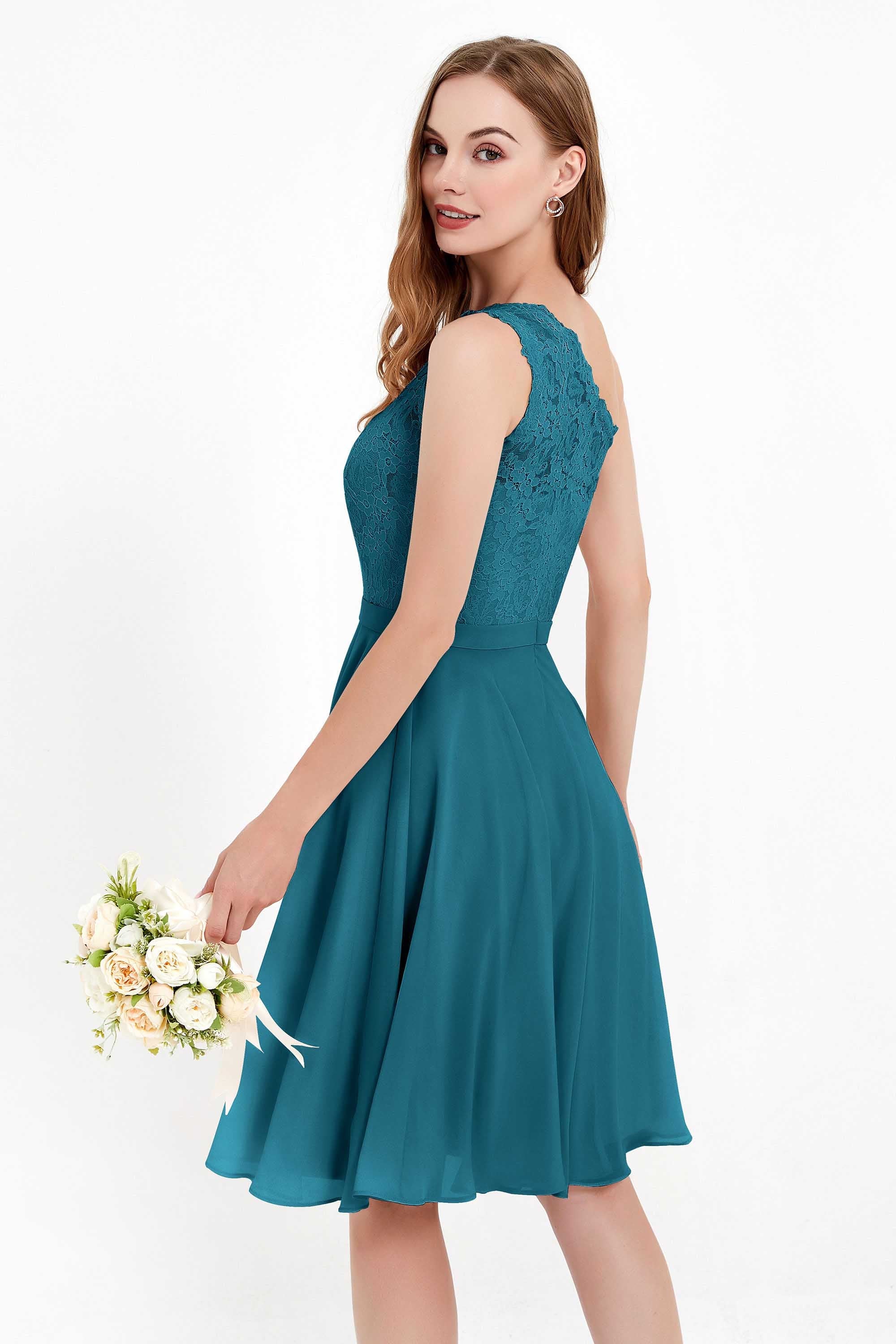 One Shoulder Chiffon A Line Junior Bridesmaid Dress Knee Length Party Homecoming Dresses