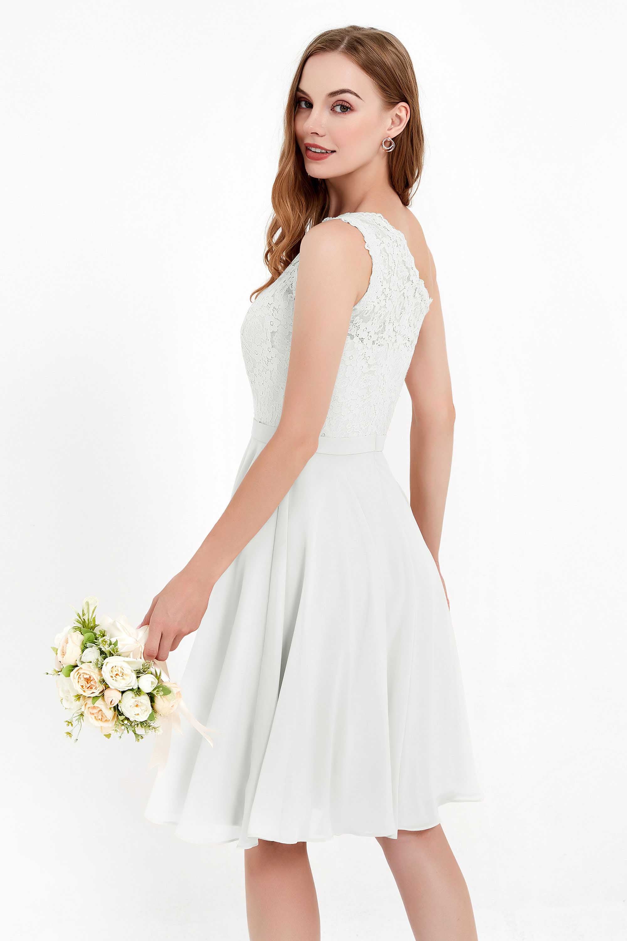 One Shoulder Chiffon A Line Junior Bridesmaid Dress Knee Length Party Homecoming Dresses