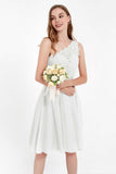 One Shoulder Chiffon A Line Junior Bridesmaid Dress Knee Length Party Homecoming Dresses