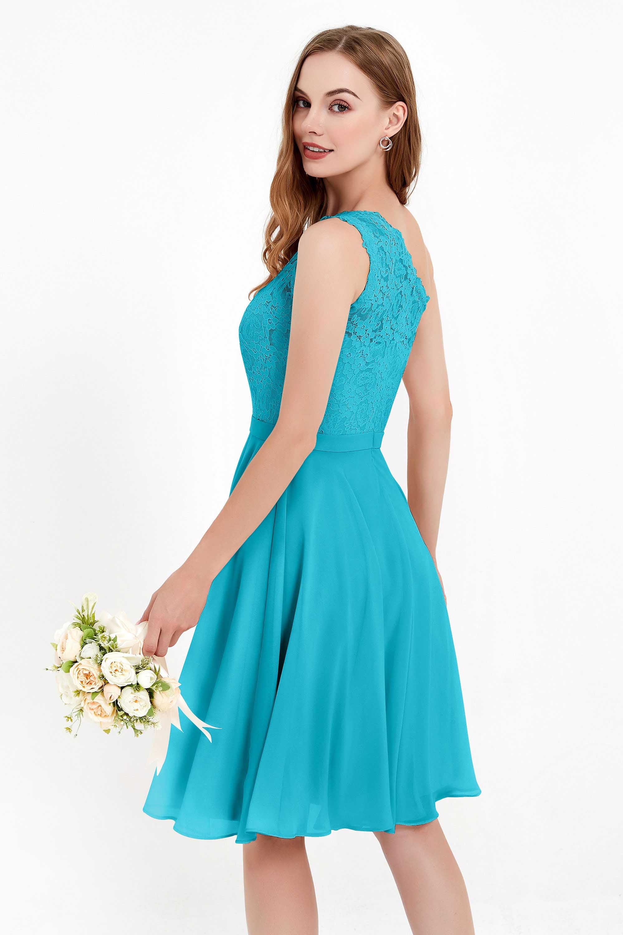 One Shoulder Chiffon A Line Junior Bridesmaid Dress Knee Length Party Homecoming Dresses