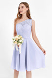 One Shoulder Chiffon A Line Junior Bridesmaid Dress Knee Length Party Homecoming Dresses