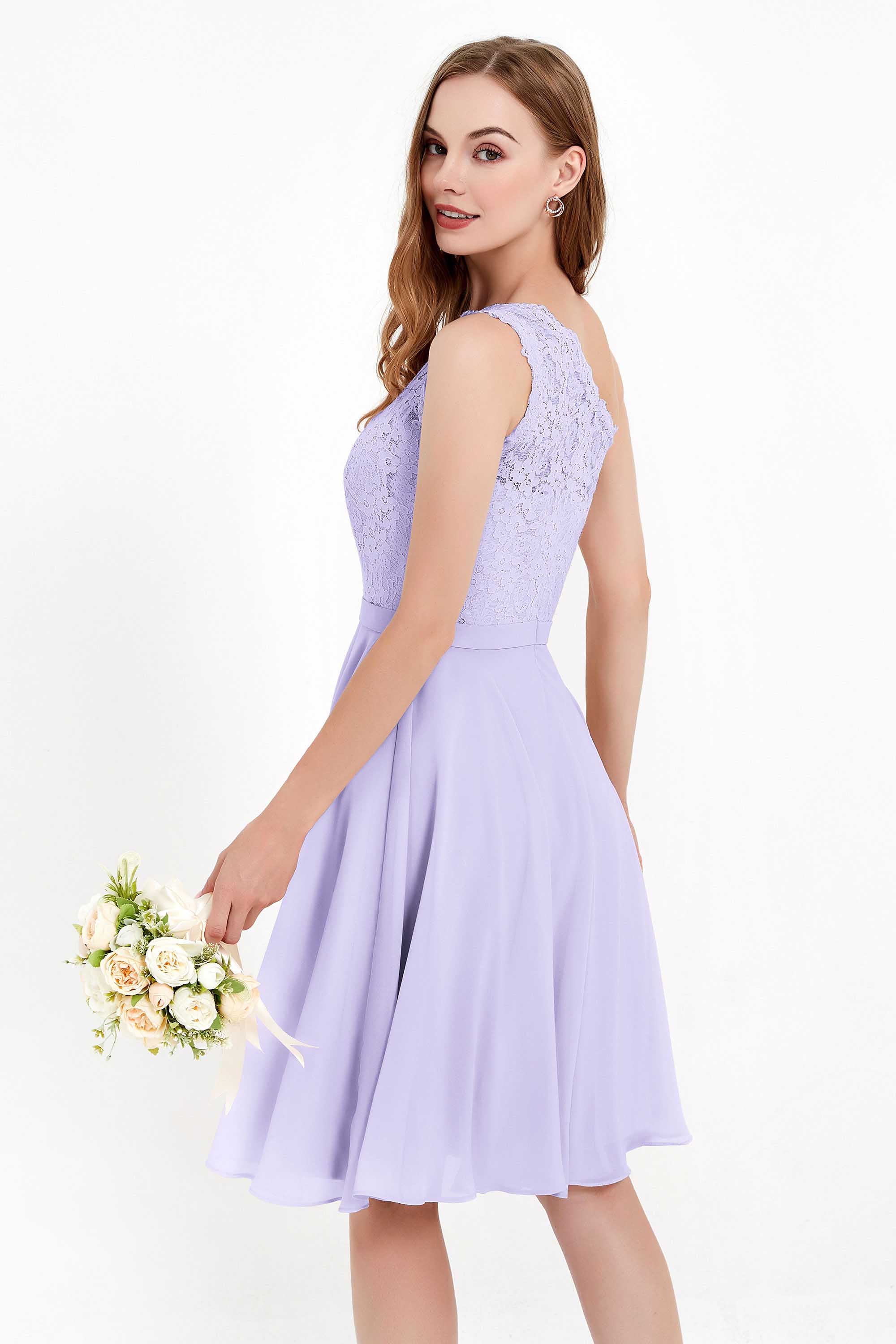 One Shoulder Chiffon A Line Junior Bridesmaid Dress Knee Length Party Homecoming Dresses