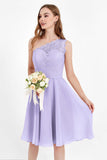 One Shoulder Chiffon A Line Junior Bridesmaid Dress Knee Length Party Homecoming Dresses