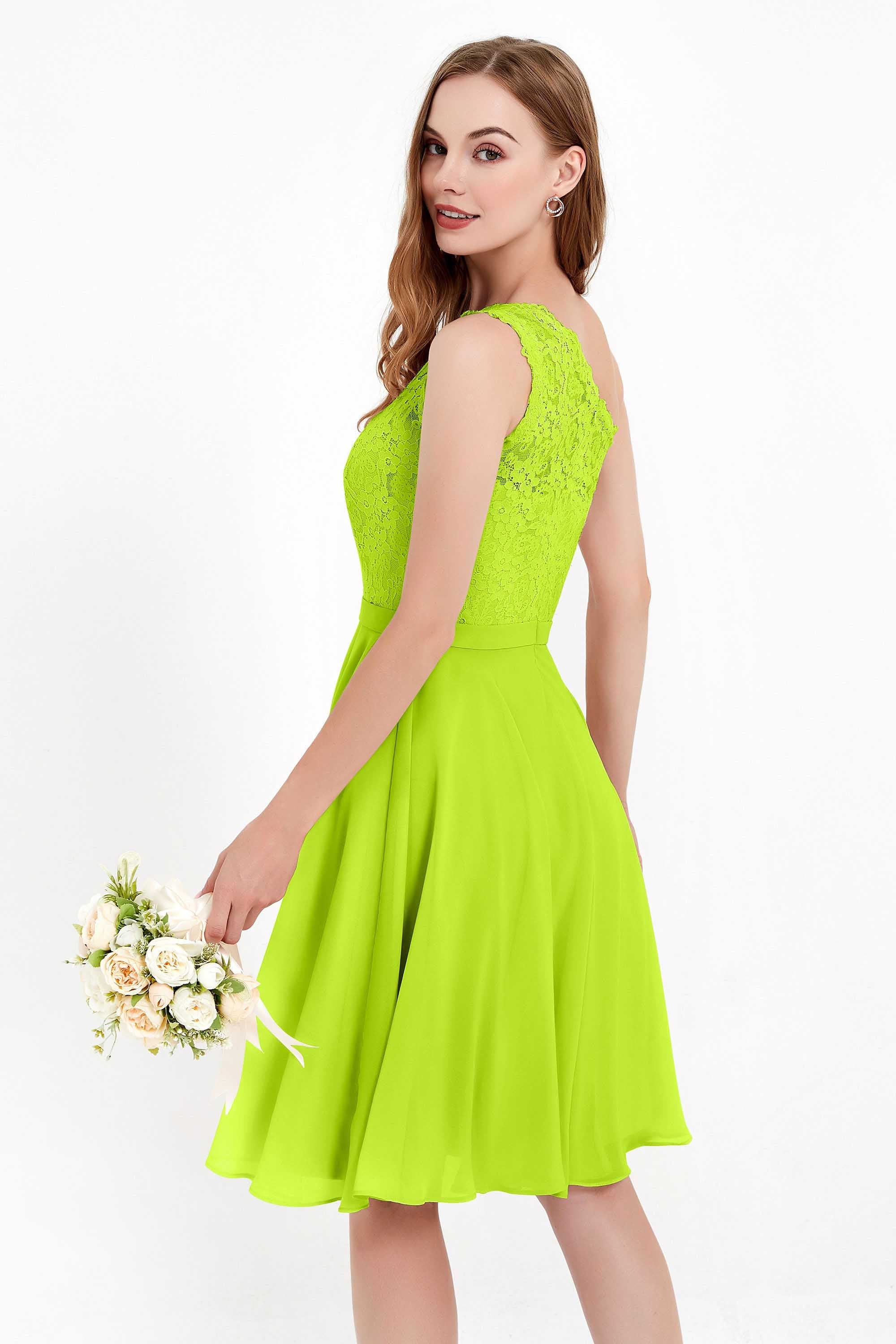 One Shoulder Chiffon A Line Junior Bridesmaid Dress Knee Length Party Homecoming Dresses