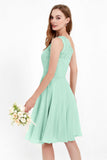 One Shoulder Chiffon A Line Junior Bridesmaid Dress Knee Length Party Homecoming Dresses