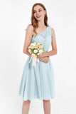 One Shoulder Chiffon A Line Junior Bridesmaid Dress Knee Length Party Homecoming Dresses