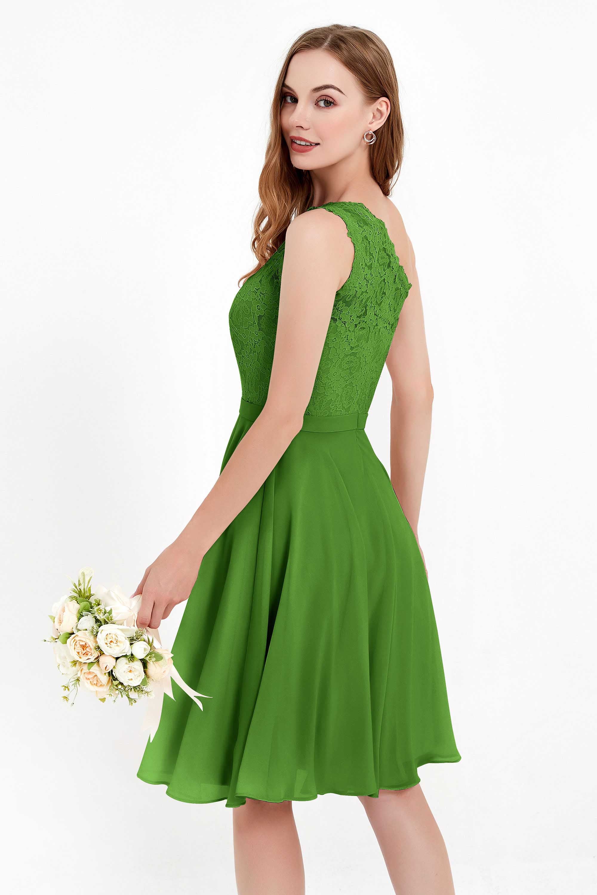 One Shoulder Chiffon A Line Junior Bridesmaid Dress Knee Length Party Homecoming Dresses