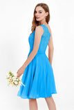 One Shoulder Chiffon A Line Junior Bridesmaid Dress Knee Length Party Homecoming Dresses