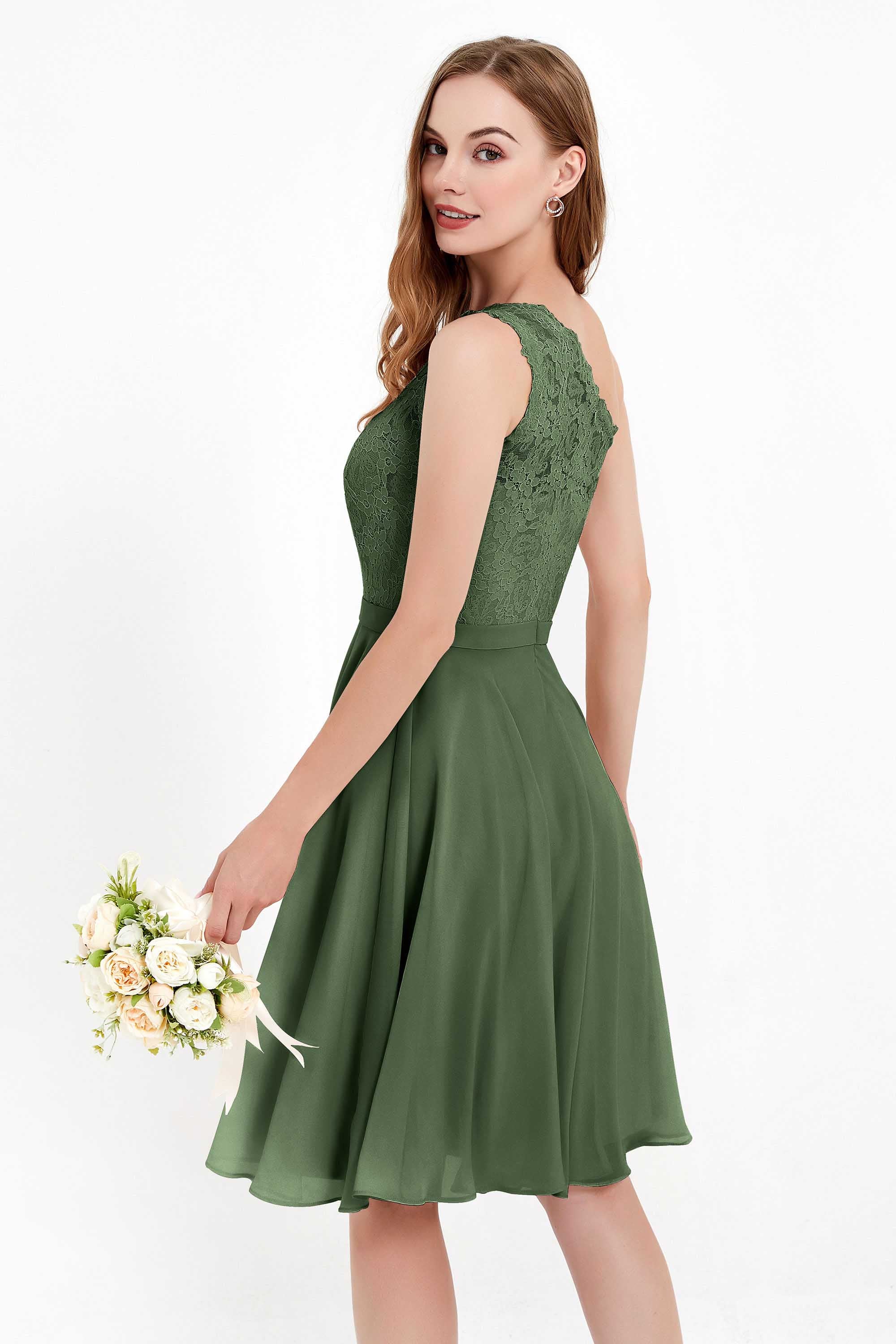 One Shoulder Chiffon A Line Junior Bridesmaid Dress Knee Length Party Homecoming Dresses
