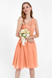 One Shoulder Chiffon A Line Junior Bridesmaid Dress Knee Length Party Homecoming Dresses