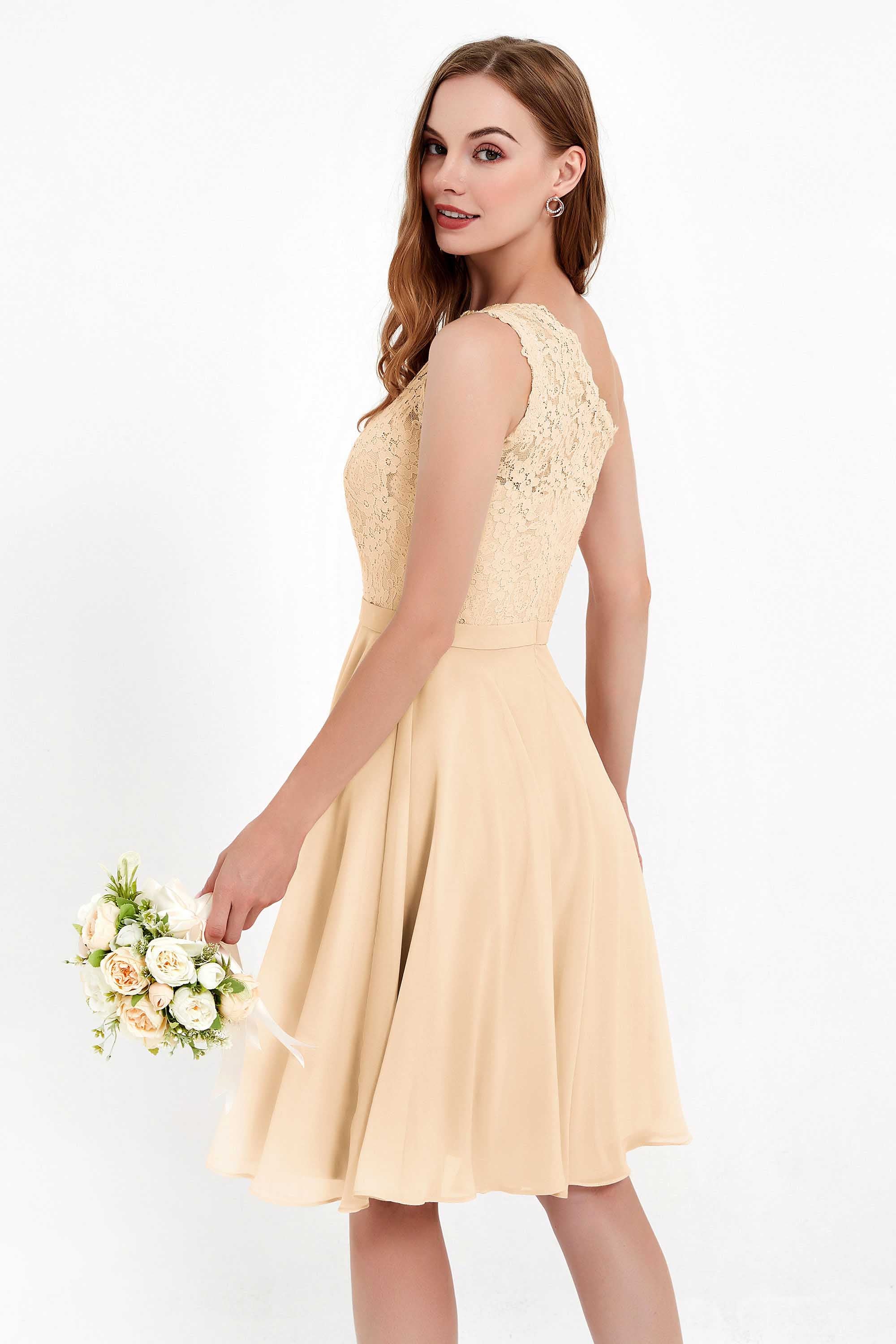 One Shoulder Chiffon A Line Junior Bridesmaid Dress Knee Length Party Homecoming Dresses