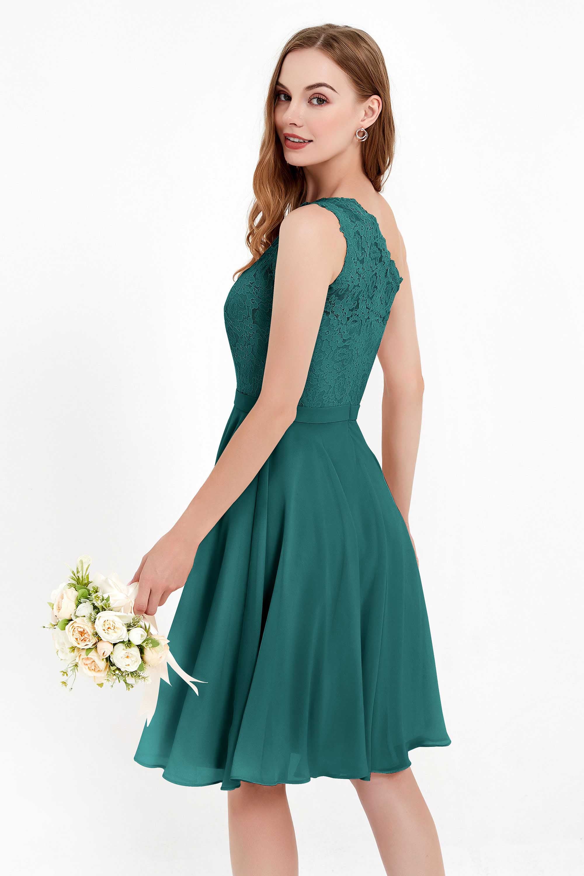 One Shoulder Chiffon A Line Junior Bridesmaid Dress Knee Length Party Homecoming Dresses
