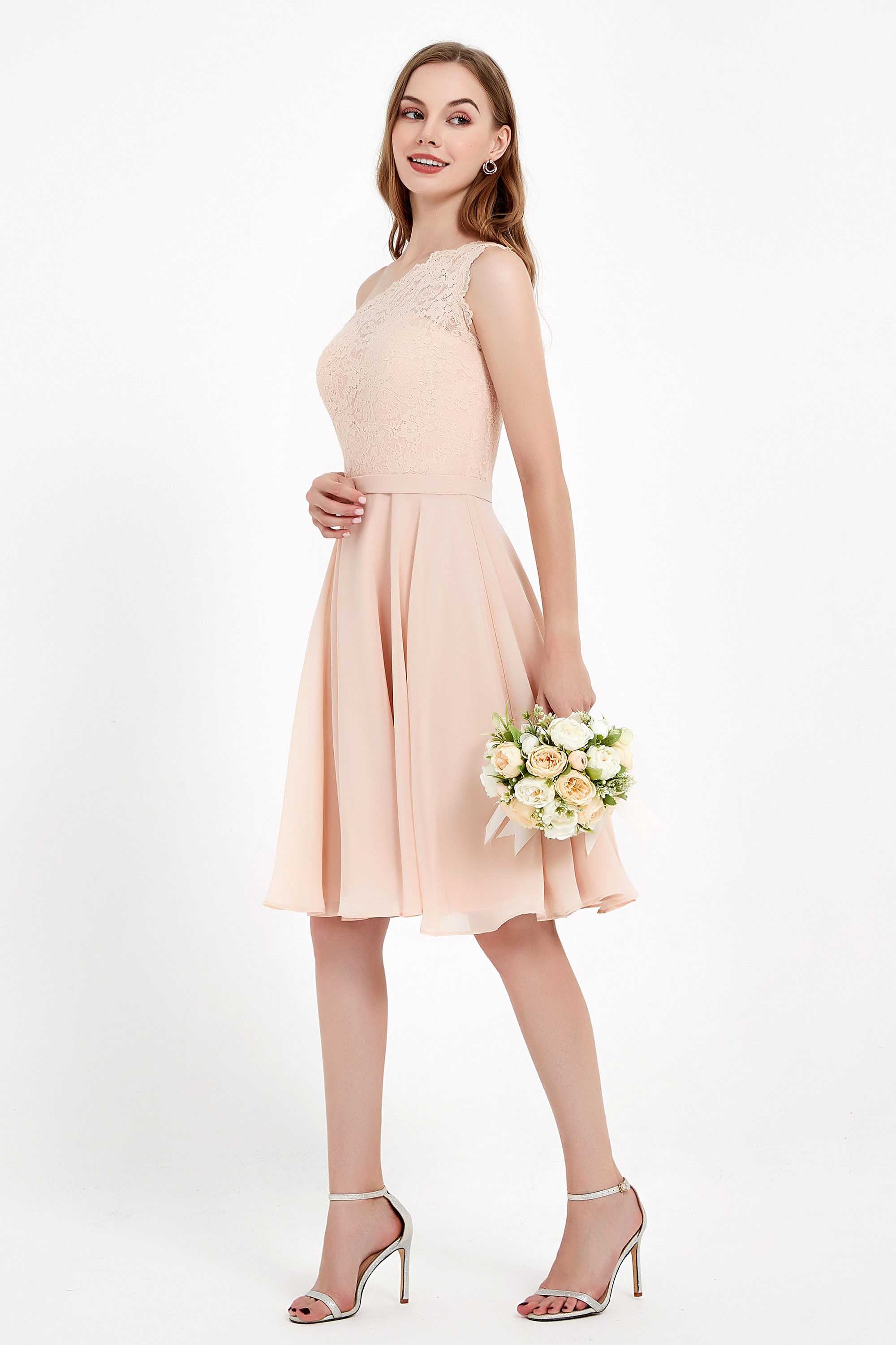 One Shoulder Chiffon A Line Junior Bridesmaid Dress Knee Length Party Homecoming Dresses