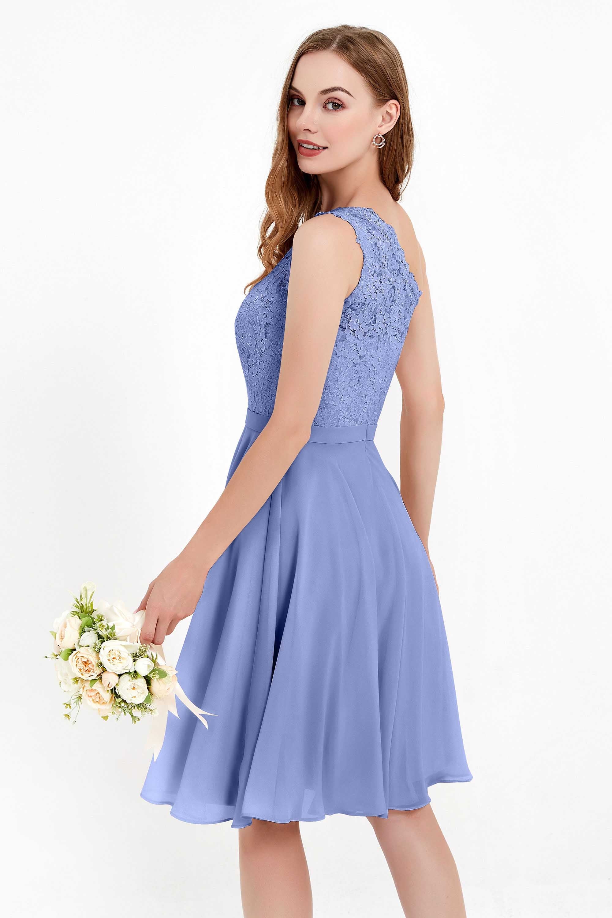 One Shoulder Chiffon A Line Junior Bridesmaid Dress Knee Length Party Homecoming Dresses