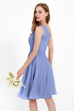 One Shoulder Chiffon A Line Junior Bridesmaid Dress Knee Length Party Homecoming Dresses