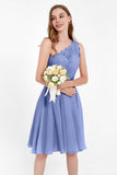 One Shoulder Chiffon A Line Junior Bridesmaid Dress Knee Length Party Homecoming Dresses