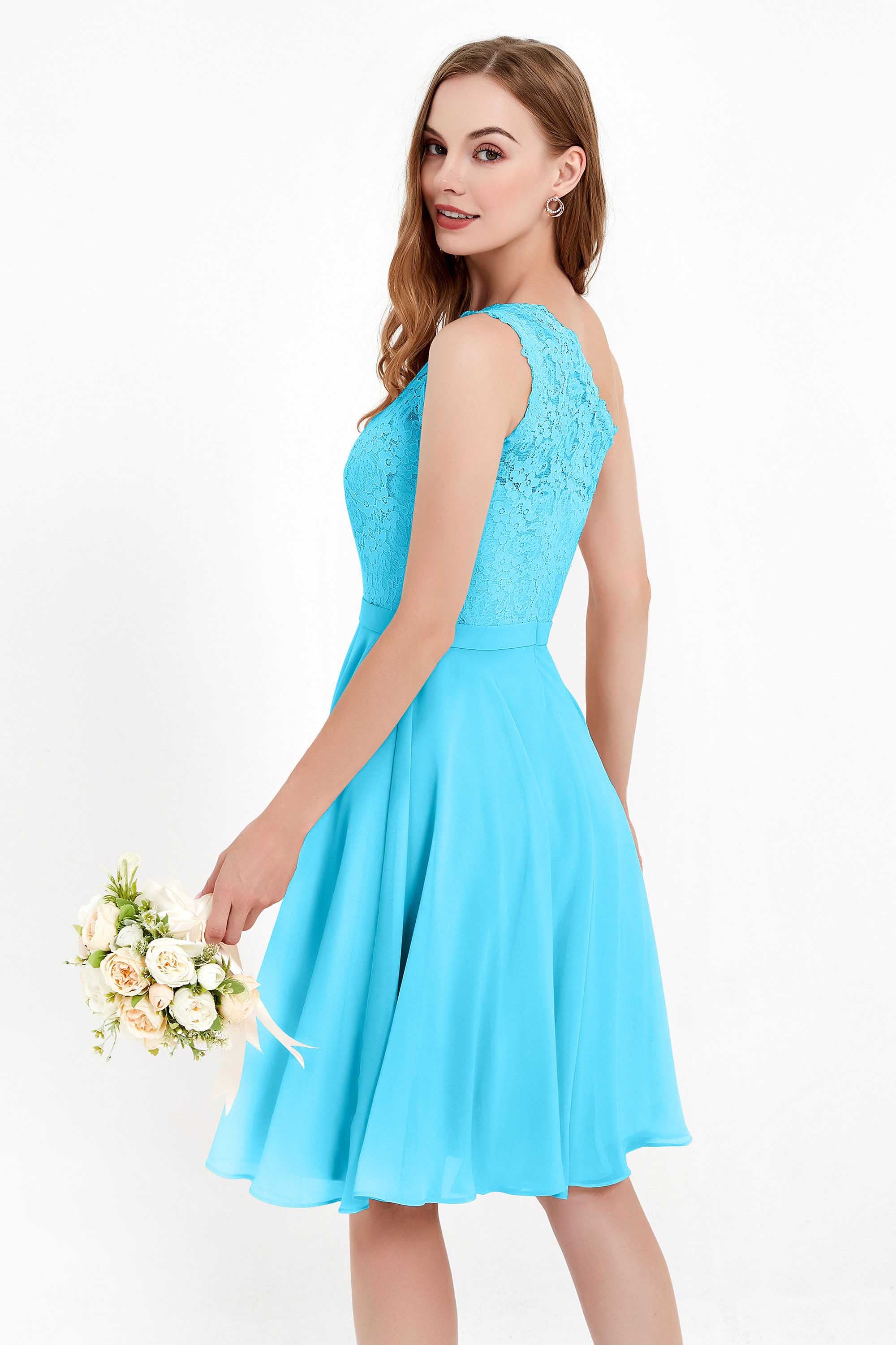 One Shoulder Chiffon A Line Junior Bridesmaid Dress Knee Length Party Homecoming Dresses