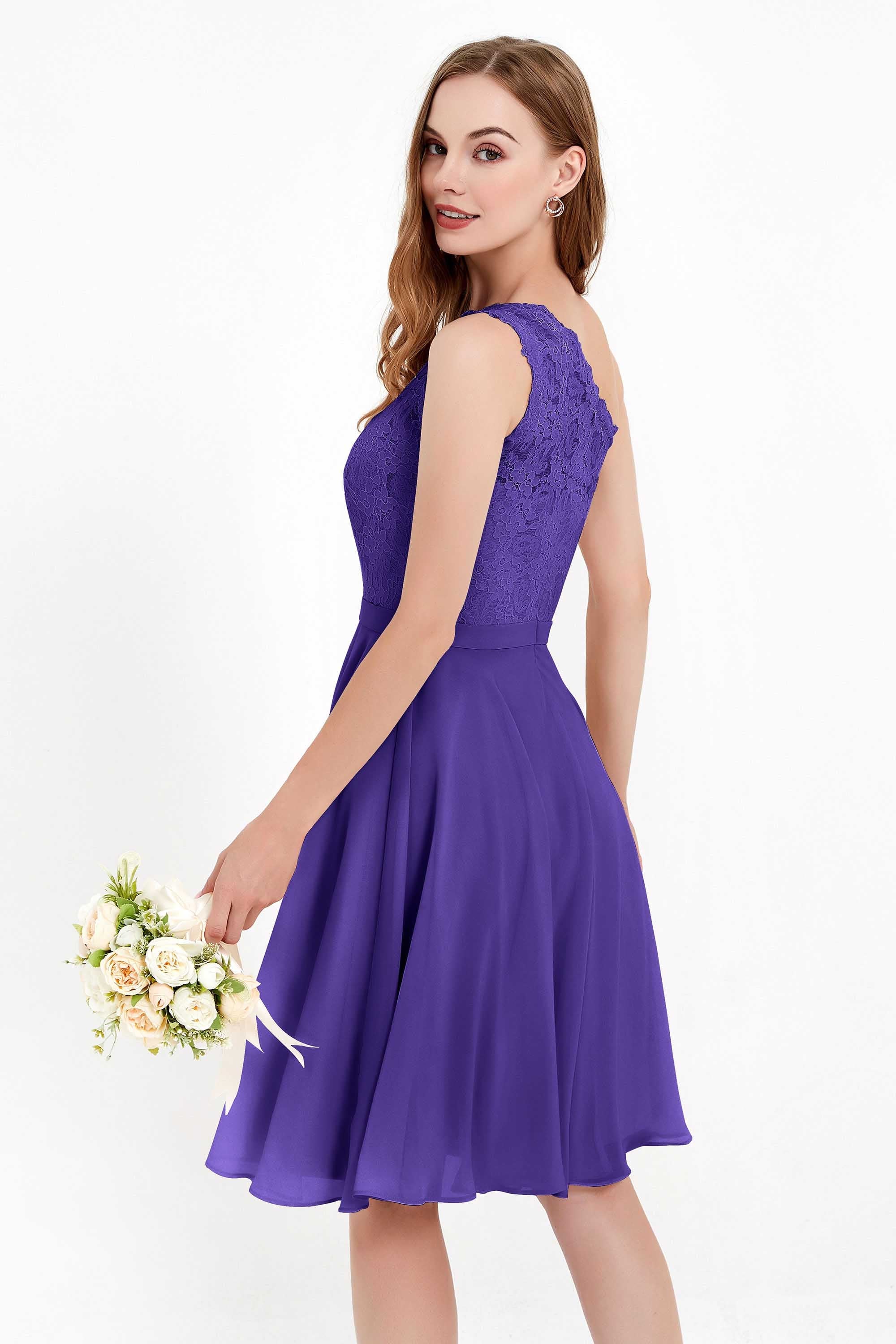 One Shoulder Chiffon A Line Junior Bridesmaid Dress Knee Length Party Homecoming Dresses