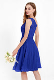 One Shoulder Chiffon A Line Junior Bridesmaid Dress Knee Length Party Homecoming Dresses