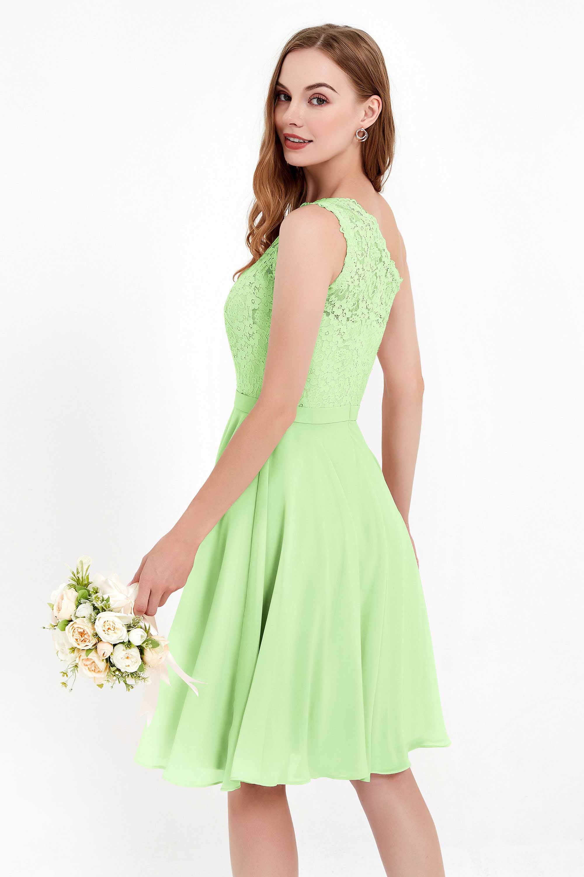 One Shoulder Chiffon A Line Junior Bridesmaid Dress Knee Length Party Homecoming Dresses