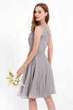 One Shoulder Chiffon A Line Junior Bridesmaid Dress Knee Length Party Homecoming Dresses