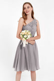 One Shoulder Chiffon A Line Junior Bridesmaid Dress Knee Length Party Homecoming Dresses