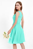 One Shoulder Chiffon A Line Junior Bridesmaid Dress Knee Length Party Homecoming Dresses