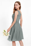 One Shoulder Chiffon A Line Junior Bridesmaid Dress Knee Length Party Homecoming Dresses
