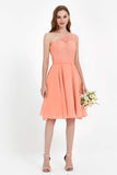 One Shoulder Chiffon A Line Junior Bridesmaid Dress Knee Length Party Homecoming Dresses