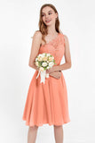 One Shoulder Chiffon A Line Junior Bridesmaid Dress Knee Length Party Homecoming Dresses