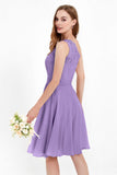 One Shoulder Chiffon A Line Junior Bridesmaid Dress Knee Length Party Homecoming Dresses