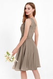 One Shoulder Chiffon A Line Junior Bridesmaid Dress Knee Length Party Homecoming Dresses