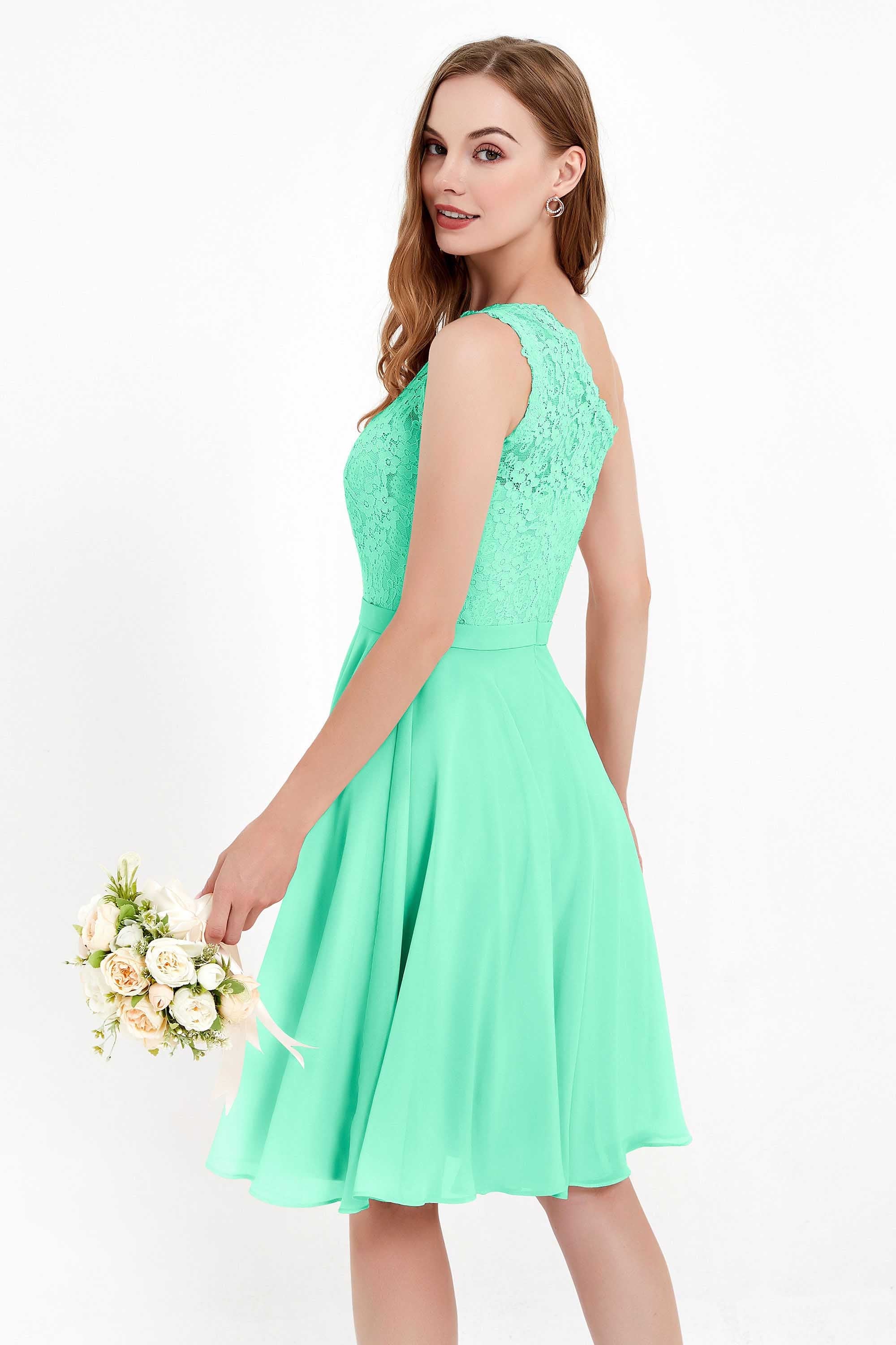One Shoulder Chiffon A Line Junior Bridesmaid Dress Knee Length Party Homecoming Dresses