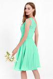 One Shoulder Chiffon A Line Junior Bridesmaid Dress Knee Length Party Homecoming Dresses