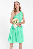 One Shoulder Chiffon A Line Junior Bridesmaid Dress Knee Length Party Homecoming Dresses