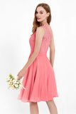 One Shoulder Chiffon A Line Junior Bridesmaid Dress Knee Length Party Homecoming Dresses