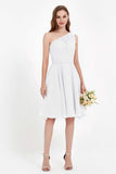 One Shoulder Chiffon A Line Junior Bridesmaid Dress Knee Length Party Homecoming Dresses
