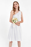One Shoulder Chiffon A Line Junior Bridesmaid Dress Knee Length Party Homecoming Dresses