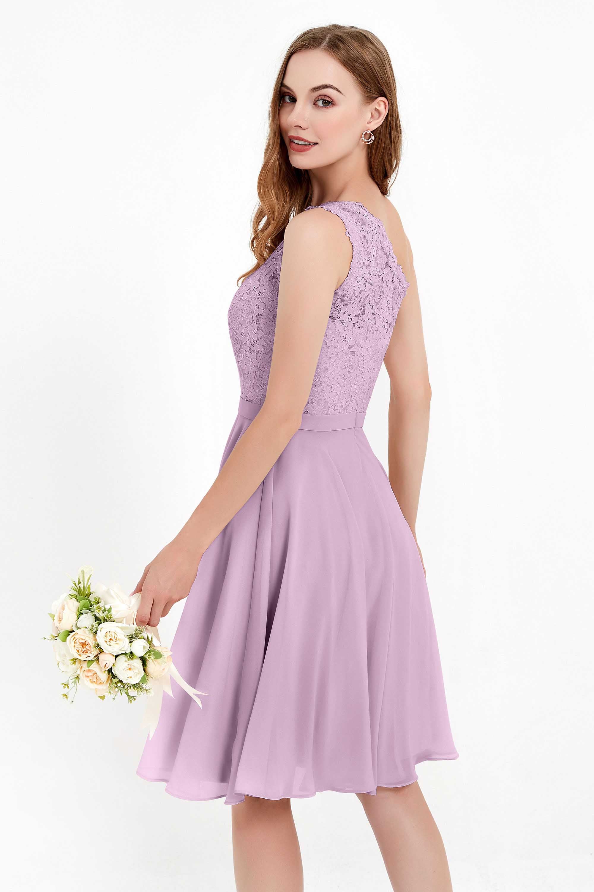 One Shoulder Chiffon A Line Junior Bridesmaid Dress Knee Length Party Homecoming Dresses